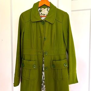 Tulle green wool/viscose and polyester lined coat